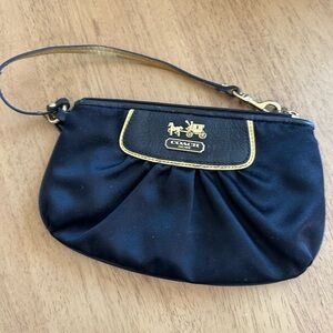 Coach Black Clutch Sleek Design Gold-Tone Hardware